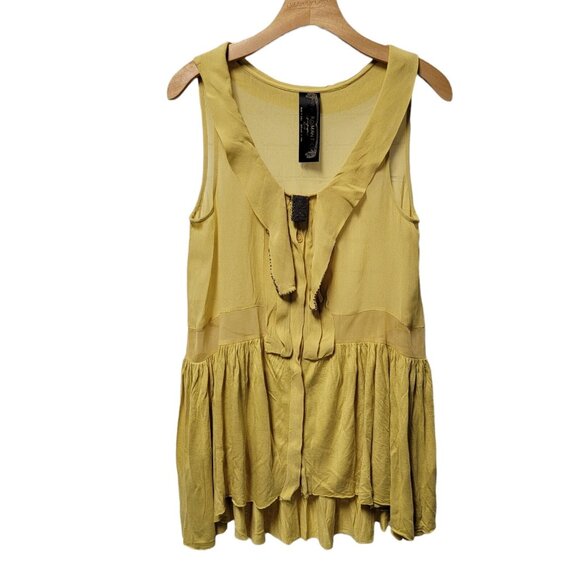Free People Tops - New‎ Romantics FREE PEOPLE Top Sleeveless Blouse Ruffle Yellow XS Boho Festival